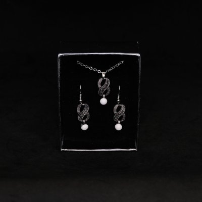 K32-17 Bronz Lületaşı Kolye Küpe Set