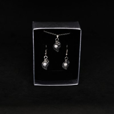 K32-24 Bronz Lületaşı Kolye Küpe Set
