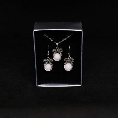 K32-23 Bronz Lületaşı Kolye Küpe Set
